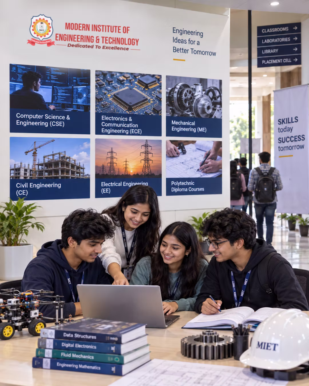 What are the B.Tech engineering programs offered at MIET College?